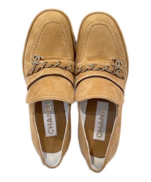 CHANEL（シャネル）CHANEL (シャネル) ココマークチェーンヒールローファー ベージュ サイズ:36の古着・服飾アイテム