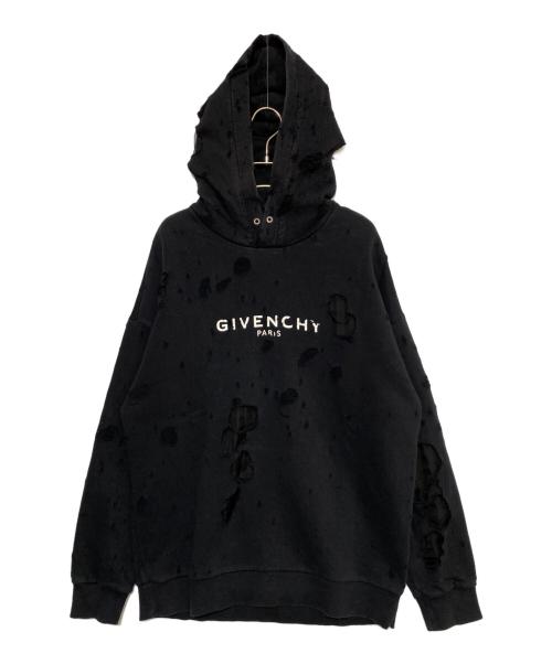 GIVENCHY（ジバンシィ）GIVENCHY (ジバンシィ) デストロイ加工パーカー ブラック サイズ:Mの古着・服飾アイテム