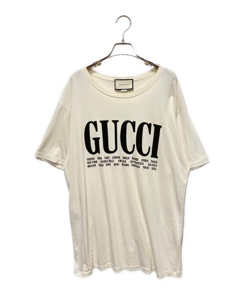 GUCCI（グッチ）GUCCI (グッチ) シティ ロゴプリントTシャツ ベージュ サイズ:XLの古着・服飾アイテム