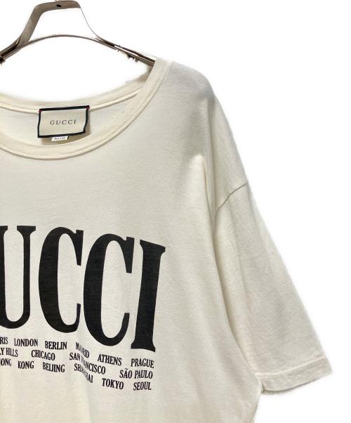 GUCCI（グッチ）GUCCI (グッチ) シティ ロゴプリントTシャツ ベージュ サイズ:XLの古着・服飾アイテム