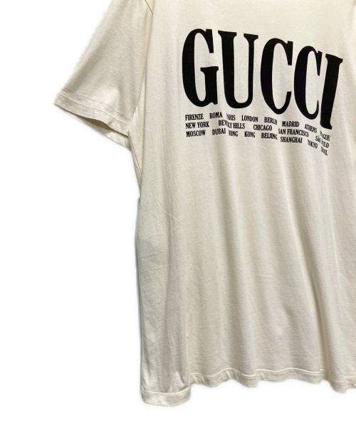 GUCCI（グッチ）GUCCI (グッチ) シティ ロゴプリントTシャツ ベージュ サイズ:XLの古着・服飾アイテム