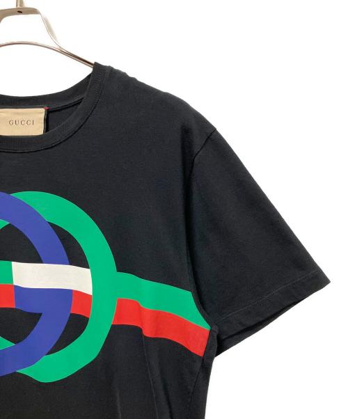 GUCCI（グッチ）GUCCI (グッチ) 23SS Interlocking G Print T-Shirt/ダブル G カラーブロックロゴTシャツ ブラック サイズ:XSの古着・服飾アイテム