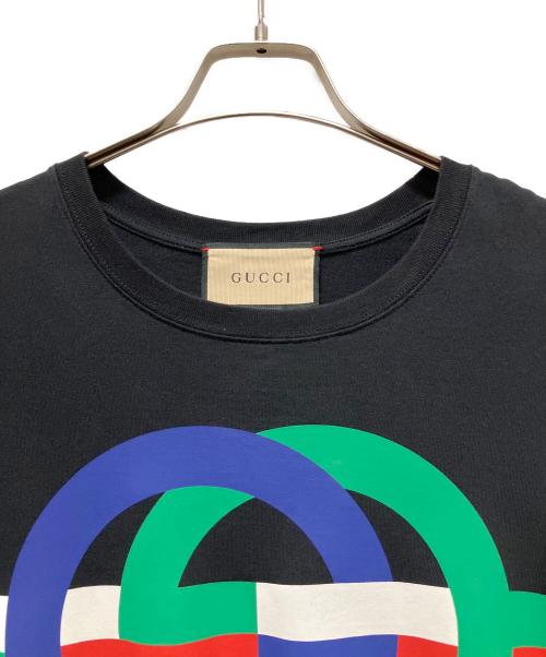GUCCI（グッチ）GUCCI (グッチ) 23SS Interlocking G Print T-Shirt/ダブル G カラーブロックロゴTシャツ ブラック サイズ:XSの古着・服飾アイテム