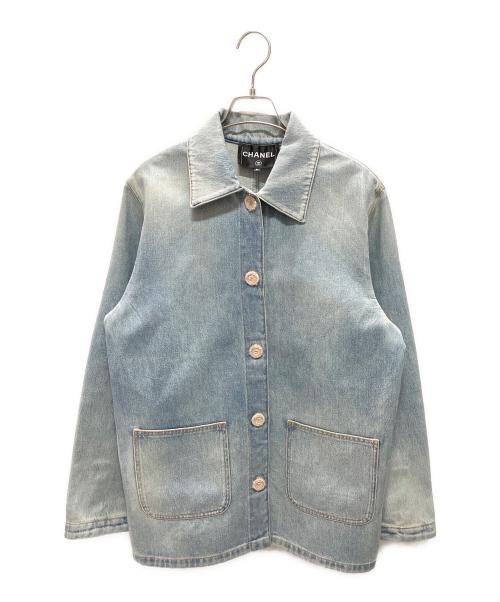 CHANEL（シャネル）CHANEL (シャネル) 24AW P78 ツイード ココボタン ウォッシュド デニムカバーオール インディゴ サイズ:36の古着・服飾アイテム