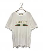 GUCCIグッチ）の古着「ダメージ加工ロゴTシャツ」｜ホワイト