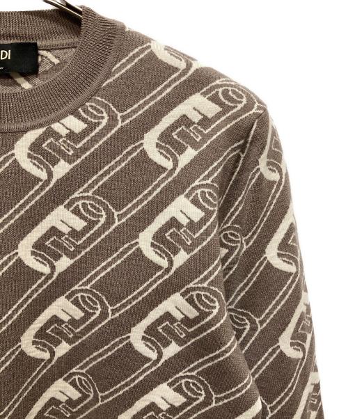 FENDI（フェンディ）FENDI (フェンディ) O’Lock-Intarsia Wool Sweater/オーロックニット ブラウン サイズ:46の古着・服飾アイテム