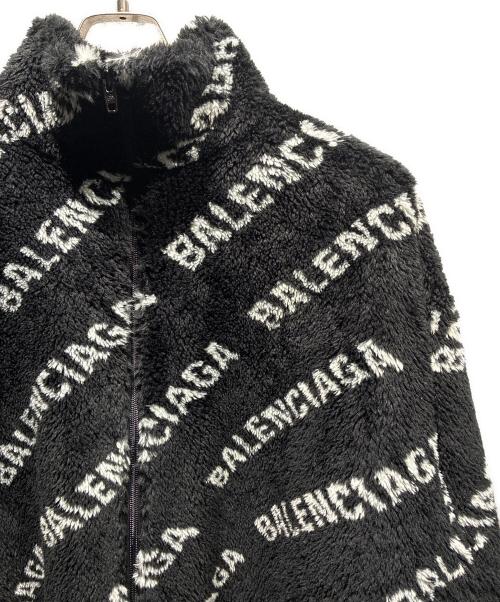 BALENCIAGA（バレンシアガ）BALENCIAGA (バレンシアガ) オールオーバーロゴフリースジャケット ブラック サイズ:34の古着・服飾アイテム