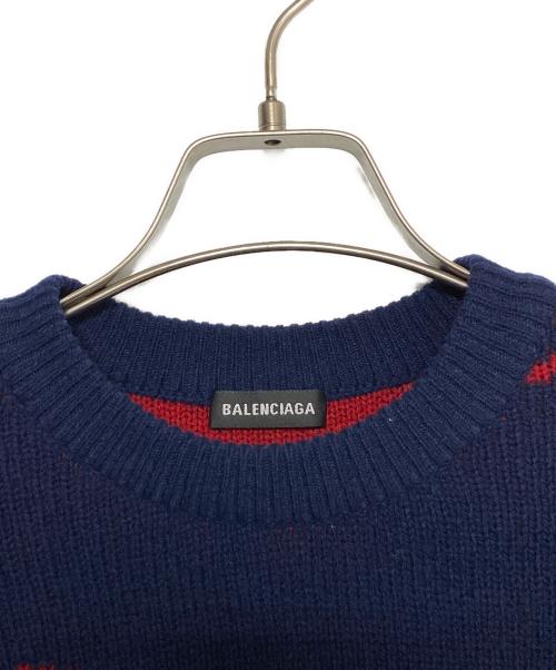 BALENCIAGA（バレンシアガ）BALENCIAGA (バレンシアガ) オールオーバーロゴニット ネイビー サイズ:Ｍの古着・服飾アイテム