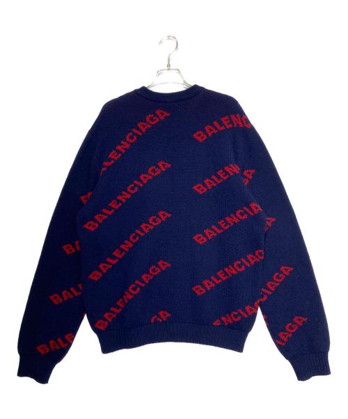 BALENCIAGA（バレンシアガ）BALENCIAGA (バレンシアガ) オールオーバーロゴニット ネイビー サイズ:Ｍの古着・服飾アイテム