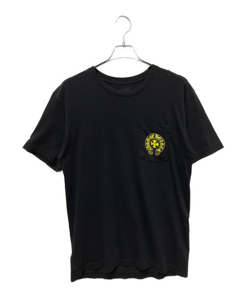 CHROME HEARTS（クロムハーツ）CHROME HEARTS (クロムハーツ) ヴァーティカルロゴTシャツ ブラック×イエロー サイズ:Lの古着・服飾アイテム