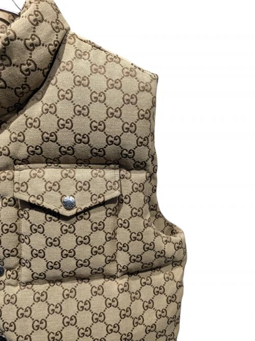 GUCCI（グッチ）GUCCI (グッチ) THE NORTH FACE (ザ ノース フェイス) GGロゴダウンベスト ベージュ サイズ:XSの古着・服飾アイテム