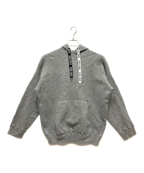 CELINE（セリーヌ）CELINE (セリーヌ) Wool Cashmere Knit Hoodie(ウールカシミアニットフーディ)/ニットパーカー グレー サイズ:Mの古着・服飾アイテム