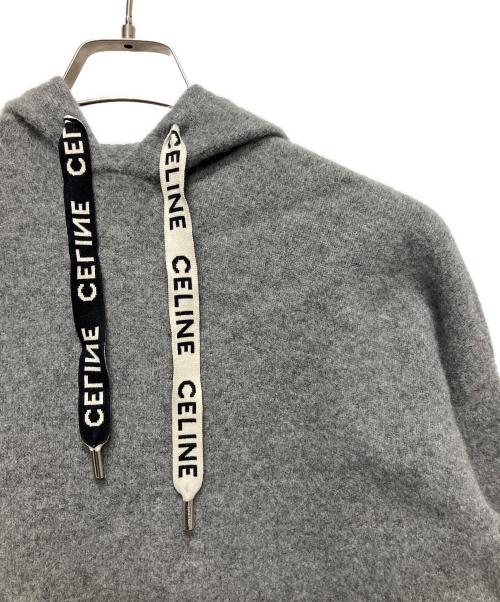 CELINE（セリーヌ）CELINE (セリーヌ) Wool Cashmere Knit Hoodie(ウールカシミアニットフーディ)/ニットパーカー グレー サイズ:Mの古着・服飾アイテム