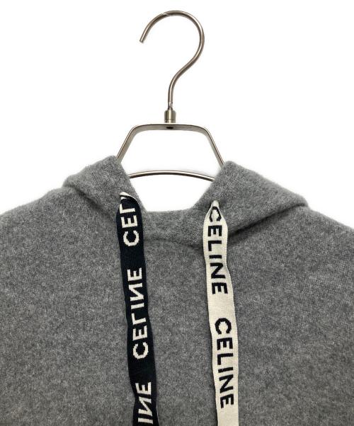 CELINE（セリーヌ）CELINE (セリーヌ) Wool Cashmere Knit Hoodie(ウールカシミアニットフーディ)/ニットパーカー グレー サイズ:Mの古着・服飾アイテム