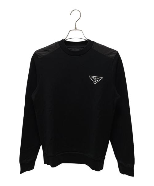 PRADA（プラダ）PRADA (プラダ) トライアングルロゴプリントクルーネックスウェット ブラック サイズ:XSの古着・服飾アイテム