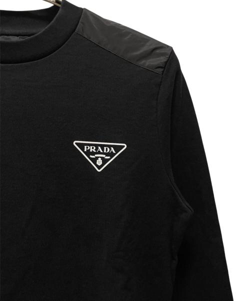 PRADA（プラダ）PRADA (プラダ) トライアングルロゴプリントクルーネックスウェット ブラック サイズ:XSの古着・服飾アイテム