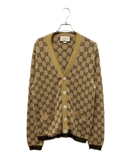 GUCCI（グッチ）GUCCI (グッチ) GGラメニットカーディガン ブラウン×ゴールド サイズ:Sの古着・服飾アイテム