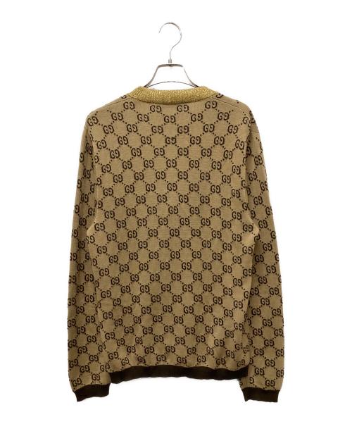 GUCCI（グッチ）GUCCI (グッチ) GGラメニットカーディガン ブラウン×ゴールド サイズ:Sの古着・服飾アイテム