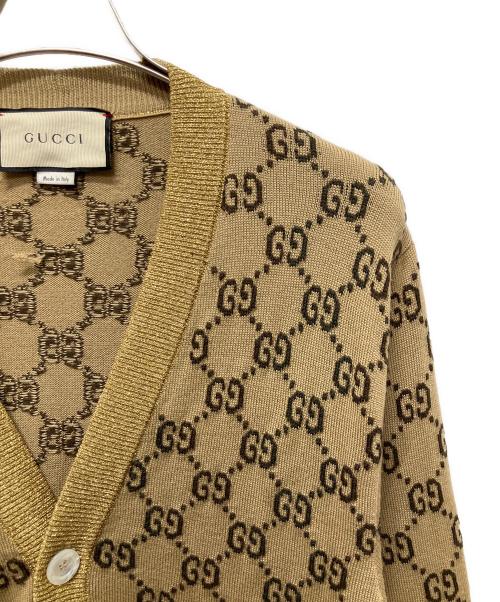 GUCCI（グッチ）GUCCI (グッチ) GGラメニットカーディガン ブラウン×ゴールド サイズ:Sの古着・服飾アイテム