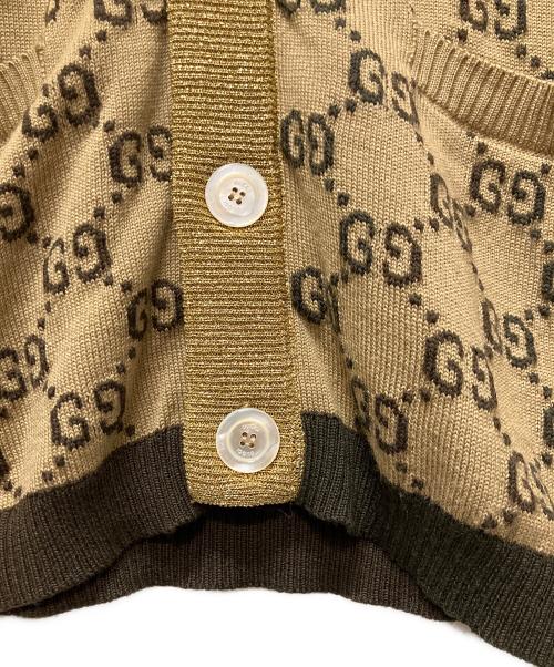 GUCCI（グッチ）GUCCI (グッチ) GGラメニットカーディガン ブラウン×ゴールド サイズ:Sの古着・服飾アイテム