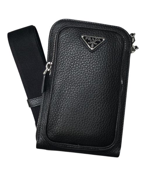 PRADA（プラダ）PRADA (プラダ) レザー スマートフォンケース ブラック サイズ:-の古着・服飾アイテム