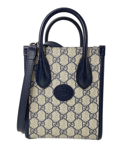 GUCCI（グッチ）GUCCI (グッチ) 2WAYショルダーバッグ ネイビー×ベージュの古着・服飾アイテム