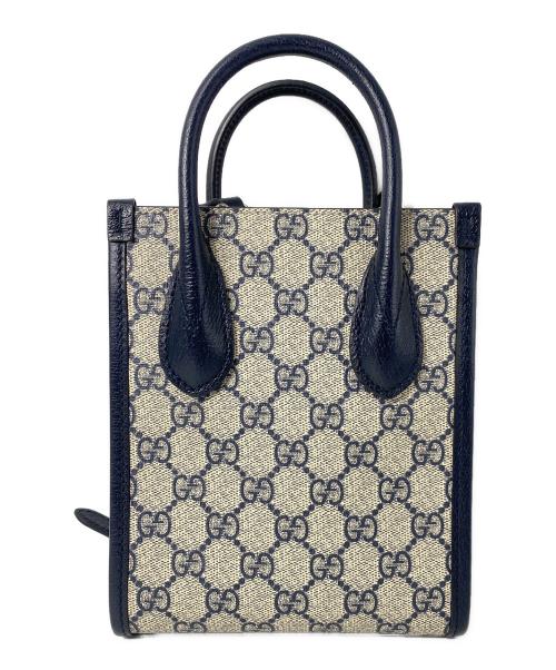 GUCCI（グッチ）GUCCI (グッチ) 2WAYショルダーバッグ ネイビー×ベージュの古着・服飾アイテム