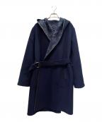LOUIS VUITTONルイ ヴィトン）の古着「Reversible Long Hooded Wrap Coat/リバーシブル ロング フーデッド ラップコート」｜ネイビー