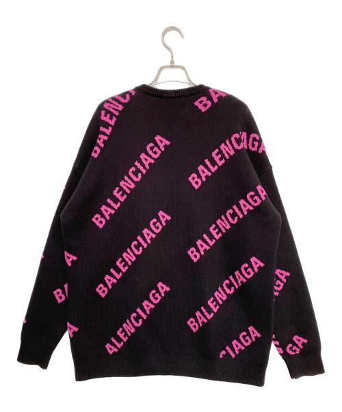 BALENCIAGA（バレンシアガ）BALENCIAGA (バレンシアガ) オールオーバーロゴニット ブラック×ピンク サイズ:Sの古着・服飾アイテム