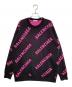 BALENCIAGA（バレンシアガ）の古着「オールオーバーロゴニット」｜ブラック×ピンク