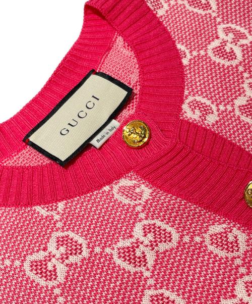 GUCCI（グッチ）GUCCI (グッチ) GGジャガード カーディガン ピンク サイズ:Sの古着・服飾アイテム