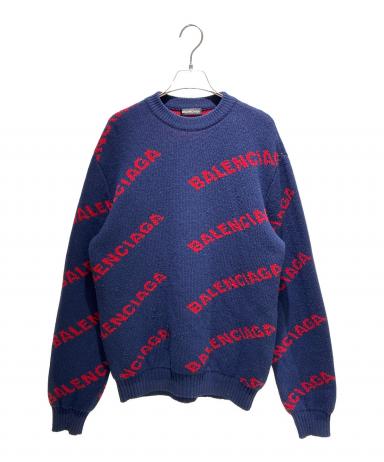 中古・古着通販】BALENCIAGA (バレンシアガ) オールオーバーロゴニット