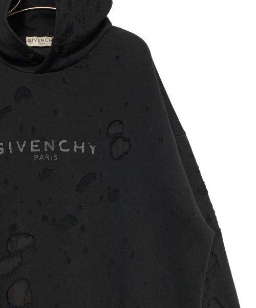 GIVENCHY（ジバンシィ）GIVENCHY (ジバンシィ) デストロイ加工ロゴパーカー ブラック サイズ:XXLの古着・服飾アイテム