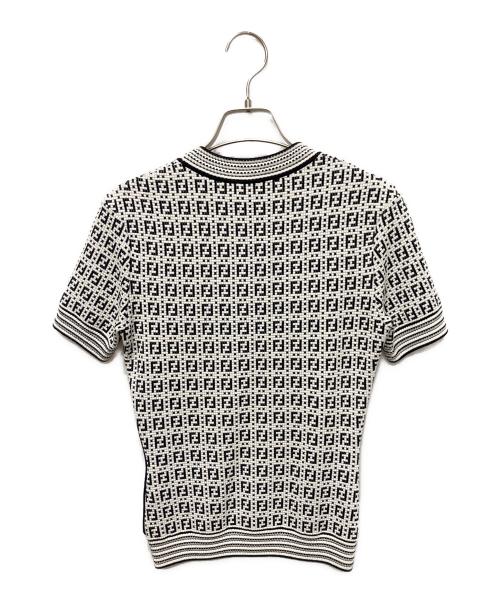 FENDI（フェンディ）FENDI (フェンディ) ズッカ半袖ニット ホワイト×ブラック サイズ:36の古着・服飾アイテム