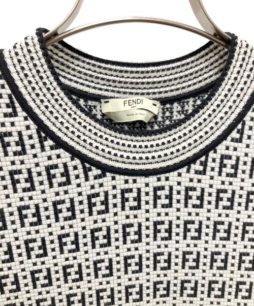 FENDI（フェンディ）FENDI (フェンディ) ズッカ半袖ニット ホワイト×ブラック サイズ:36の古着・服飾アイテム