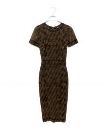 FENDI（フェンディ）の古着「FF ズッカ柄 ショートスリーブワンピース」｜ブラウン