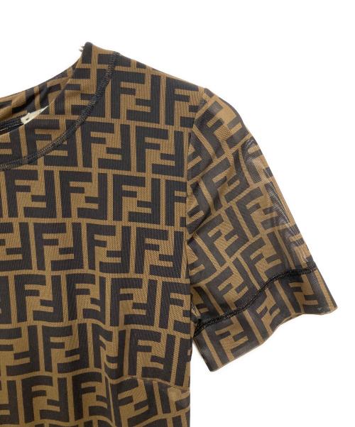 FENDI（フェンディ）FENDI (フェンディ) FF ズッカ柄 ショートスリーブワンピース ブラウン サイズ:36の古着・服飾アイテム
