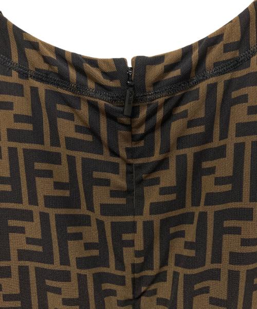 FENDI（フェンディ）FENDI (フェンディ) FF ズッカ柄 ショートスリーブワンピース ブラウン サイズ:36の古着・服飾アイテム