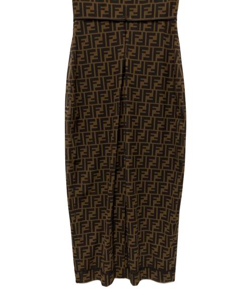 FENDI（フェンディ）FENDI (フェンディ) FF ズッカ柄 ショートスリーブワンピース ブラウン サイズ:36の古着・服飾アイテム