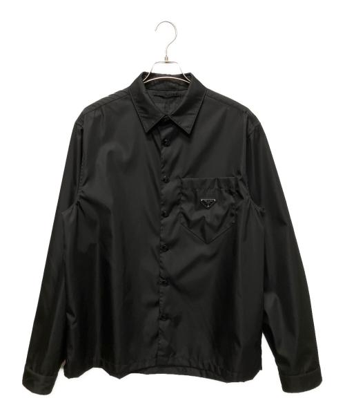PRADA（プラダ）PRADA (プラダ) 20AW Re-Nylon 三角プレート シャツジャケット  ブラック サイズ:Lの古着・服飾アイテム