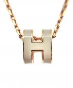 HERMESエルメス）の古着「ポップアッシュHネックレス/Mini Pop H pendant」｜グレー×ゴールド