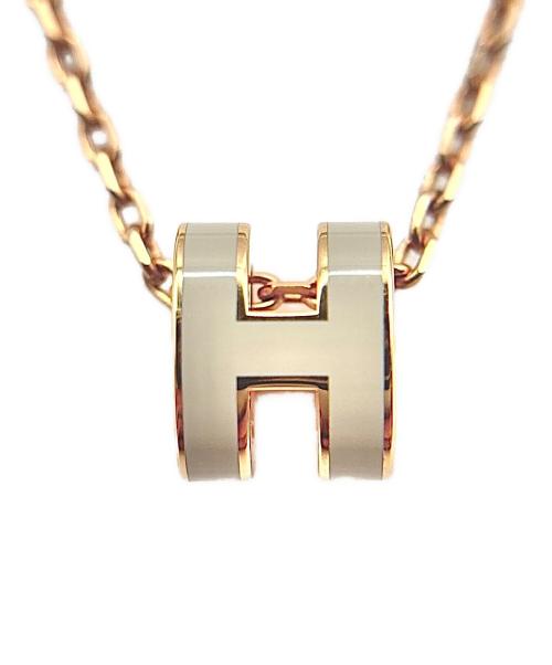 HERMES（エルメス）HERMES (エルメス) ポップアッシュHネックレス/Mini Pop H pendant グレー×ゴールドの古着・服飾アイテム