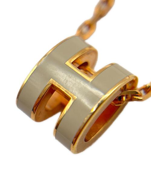 HERMES（エルメス）HERMES (エルメス) ポップアッシュHネックレス/Mini Pop H pendant グレー×ゴールドの古着・服飾アイテム
