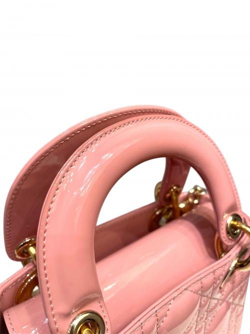 Christian Dior（クリスチャン ディオール）Christian Dior (クリスチャン ディオール) Lady Dior mini /  レディディオール ミニ ピンク×ゴールド金具 サイズ:ミニ/miniの古着・服飾アイテム