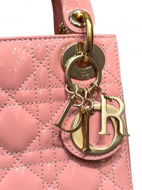 Christian Dior（クリスチャン ディオール）Christian Dior (クリスチャン ディオール) Lady Dior mini /  レディディオール ミニ ピンク×ゴールド金具 サイズ:ミニ/miniの古着・服飾アイテム