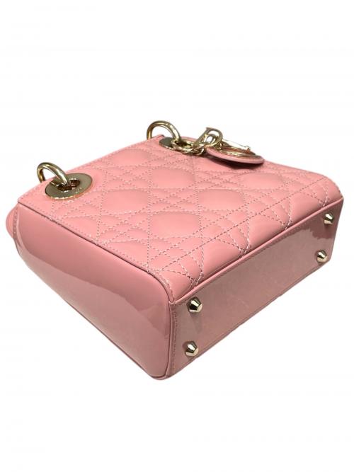 Christian Dior（クリスチャン ディオール）Christian Dior (クリスチャン ディオール) Lady Dior mini /  レディディオール ミニ ピンク×ゴールド金具 サイズ:ミニ/miniの古着・服飾アイテム