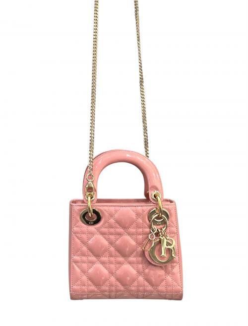 Christian Dior（クリスチャン ディオール）Christian Dior (クリスチャン ディオール) Lady Dior mini /  レディディオール ミニ ピンク×ゴールド金具 サイズ:ミニ/miniの古着・服飾アイテム