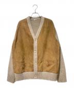 A.PRESSEアプレッセ）の古着「23AW スウェード切替カーディガン」｜ブラウン