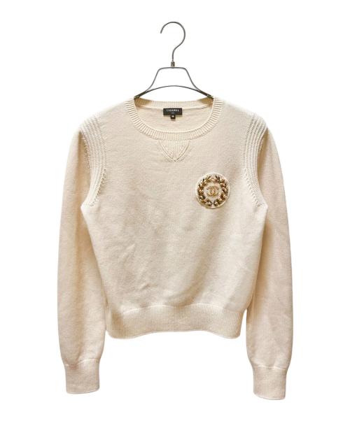 CHANEL（シャネル）CHANEL (シャネル) ココマークエンブレムニット ベージュ サイズ:38の古着・服飾アイテム