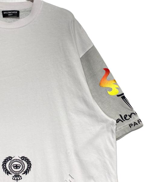 BALENCIAGA（バレンシアガ）BALENCIAGA (バレンシアガ) リメイクロゴTシャツ グレー×ホワイト サイズ:3の古着・服飾アイテム